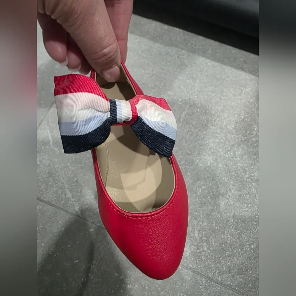 Janie & Jack Red Bow Baby's Shoes - Picture 7 of 11